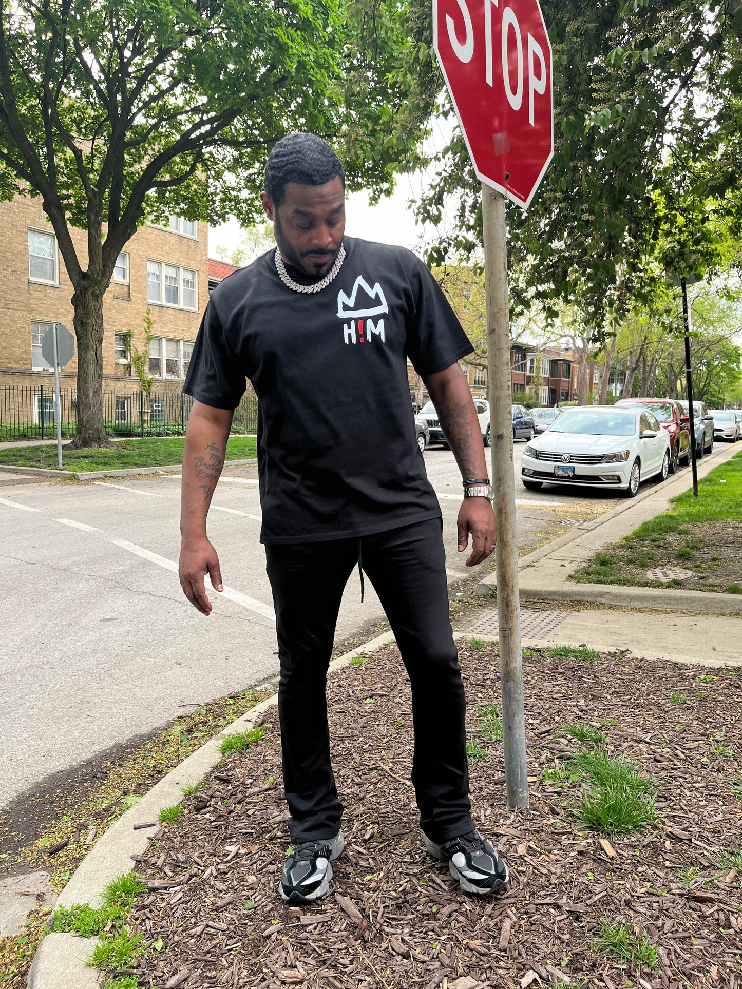 Short Sleeve Oversized H!M one of one Black Tee